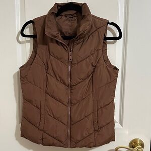 Coffee Chevron Puffer Vest Cole Haan